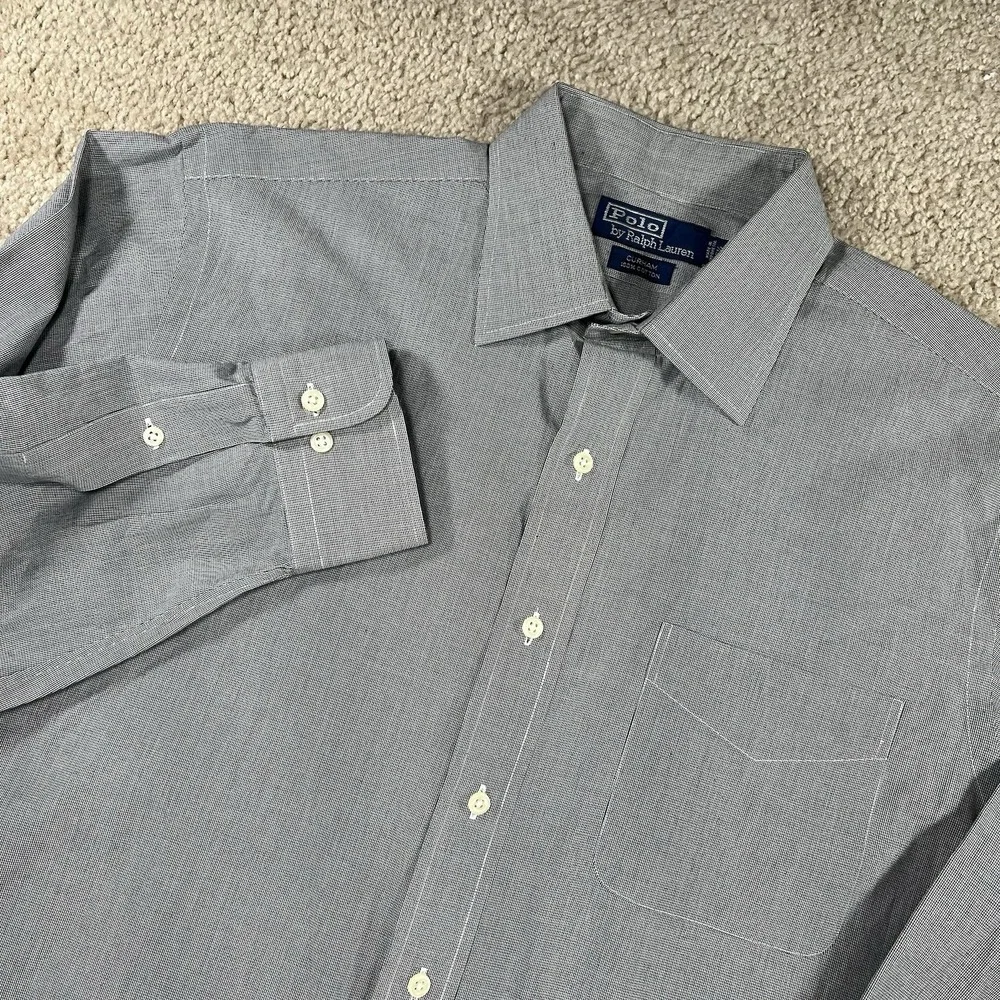 Polo Ralph Lauren Curham Shirt Men 16.5-34/35 Gray Button Up Long Sleeve Cotton‎